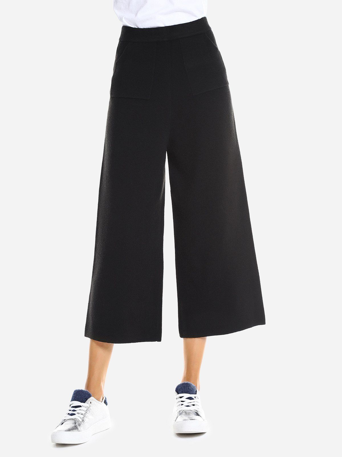 

ZAN.STYLE Wool Palazzo Pants, Black