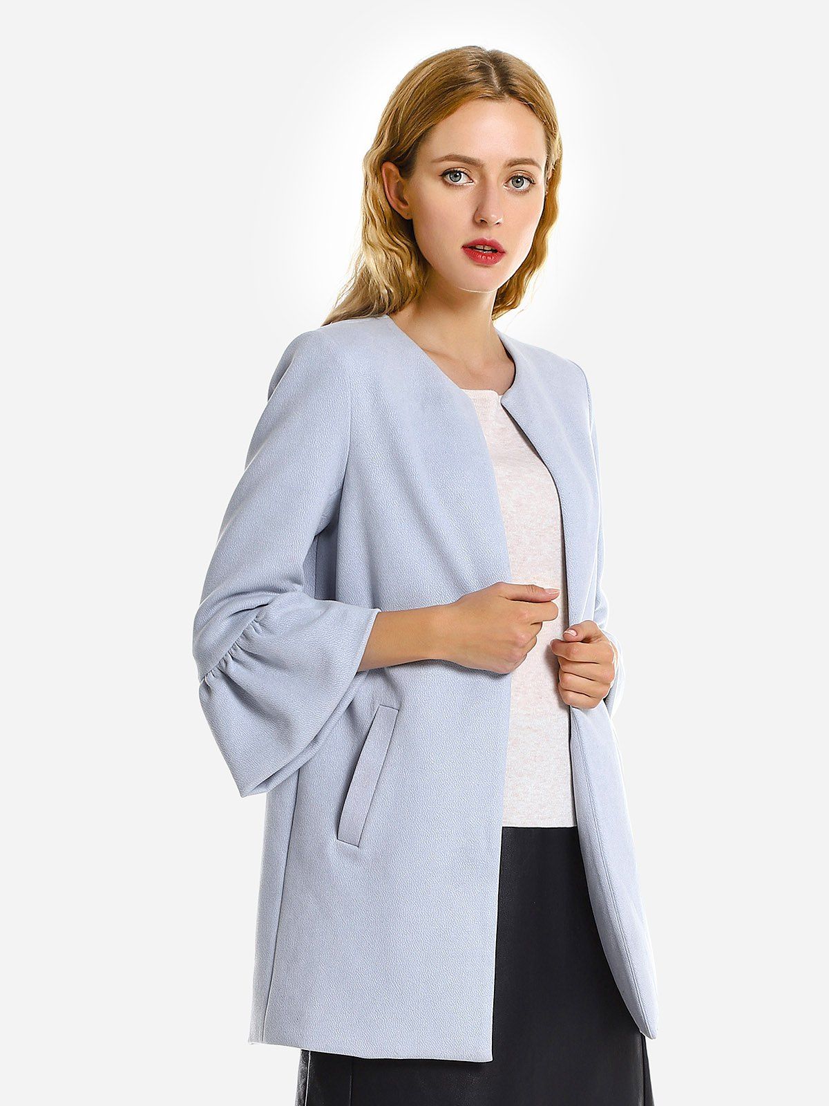 

ZAN.STYLE Bell Sleeves Coat, Light blue