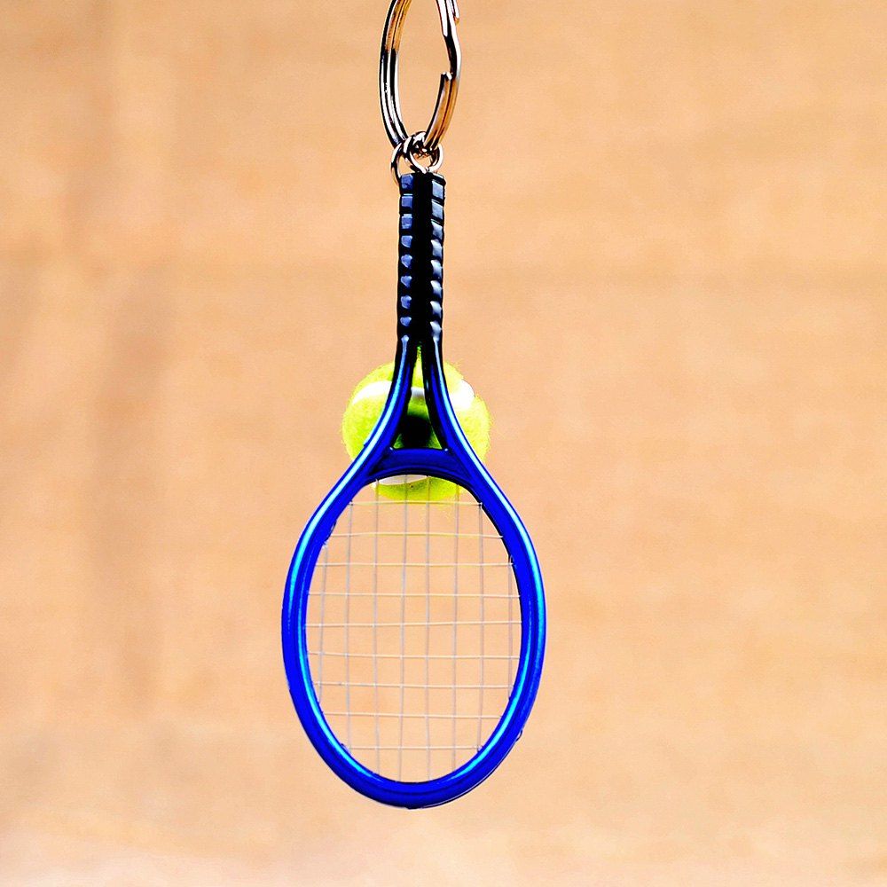 

Mini Tennis Racket Creative Cartoon Key Chain Ring Pendant, Blue