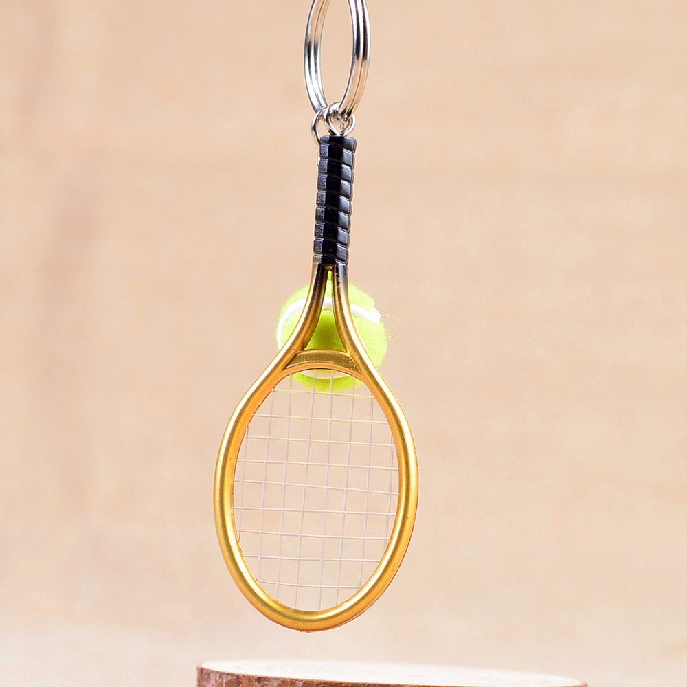 

Mini Tennis Racket Creative Cartoon Key Chain Ring Pendant, Yellow