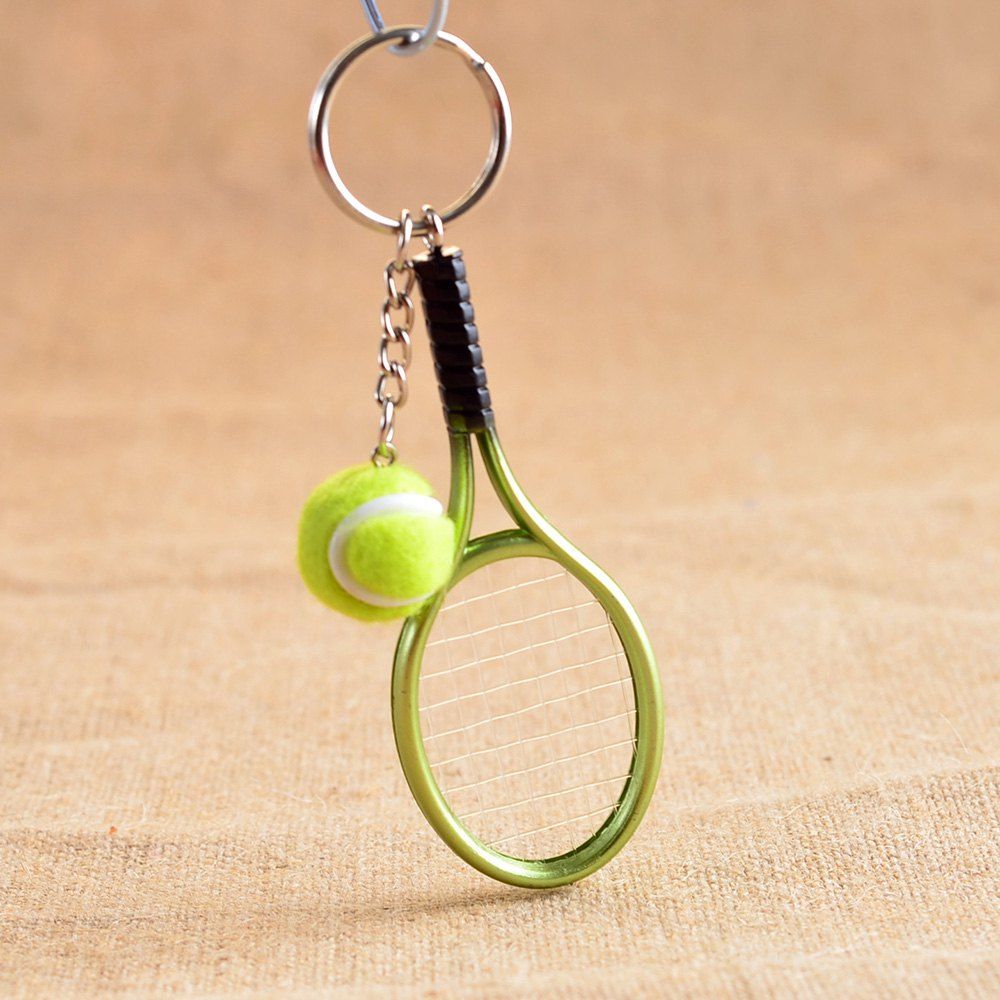 

Mini Tennis Racket Creative Cartoon Key Chain Ring Pendant, Green
