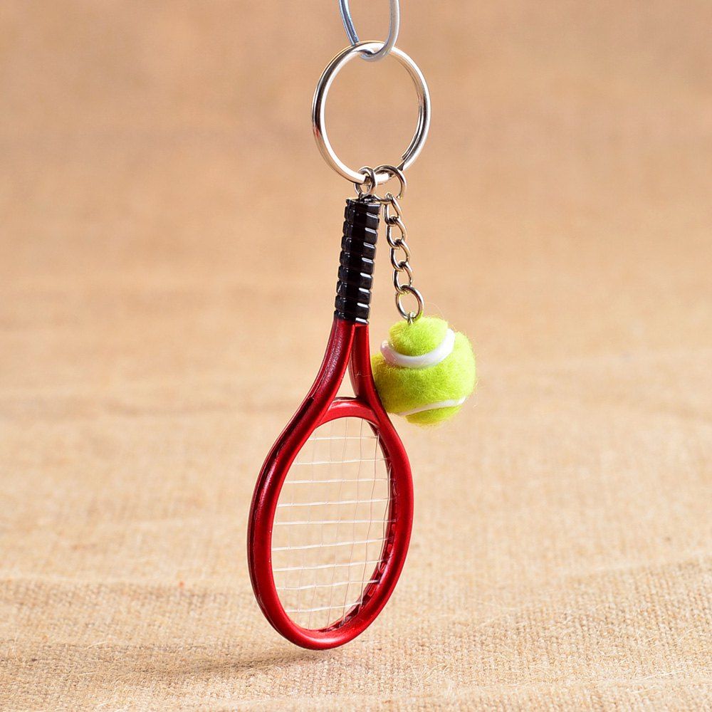 

Mini Tennis Racket Creative Cartoon Key Chain Ring Pendant, Red