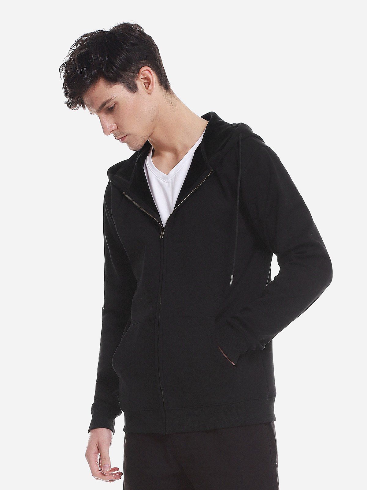 

ZAN.STYLE Zip Up Pocket Hooded Sweatshirt, Black
