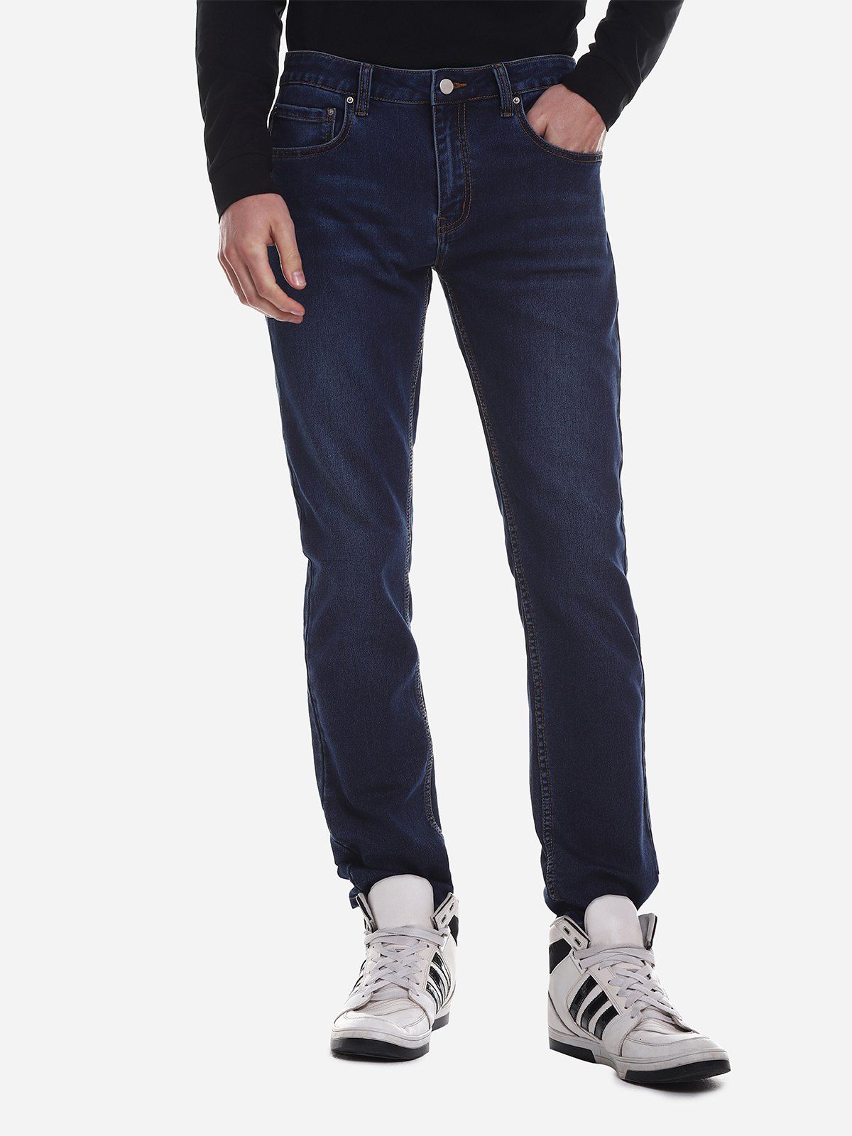 Hot ZAN.STYLE Mid Rise Waist Washed Jeans  