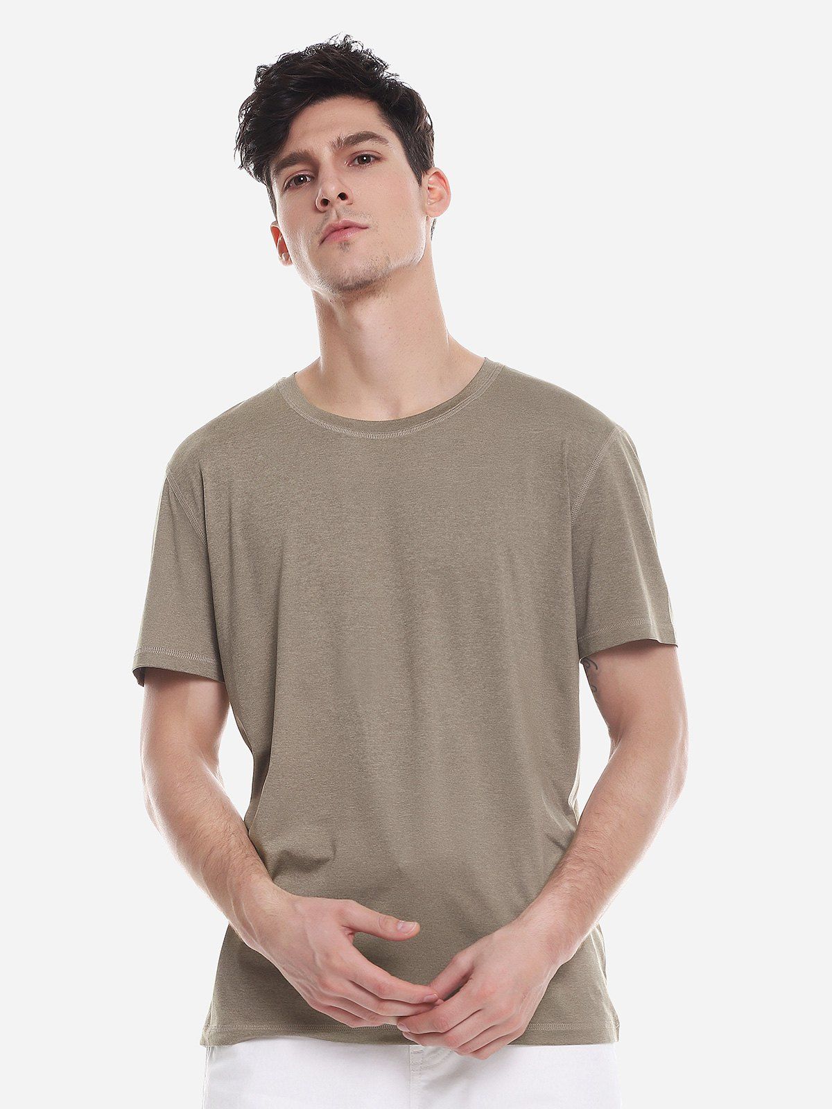 

ZAN.STYLE T Shirt Crew Neck, Dark khaki