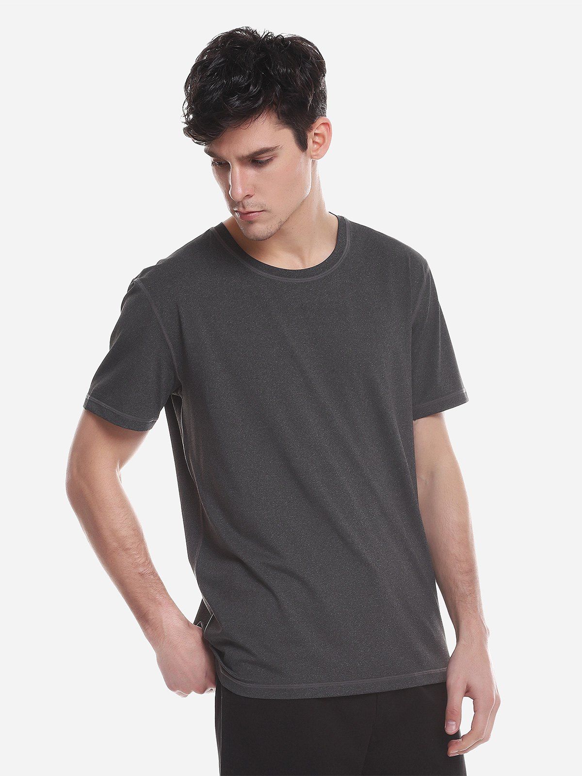 

ZAN.STYLE T Shirt Crew Neck, Charcoal gray