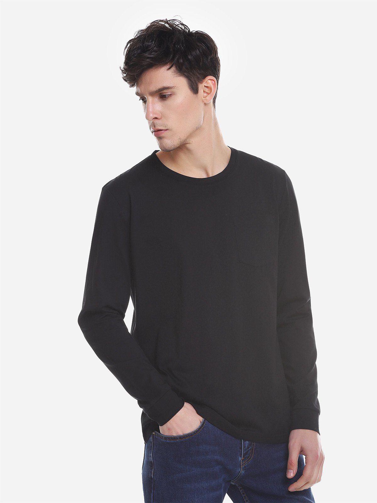 

ZAN.STYLE Crew Neck Long Sleeve T Shirt, Black