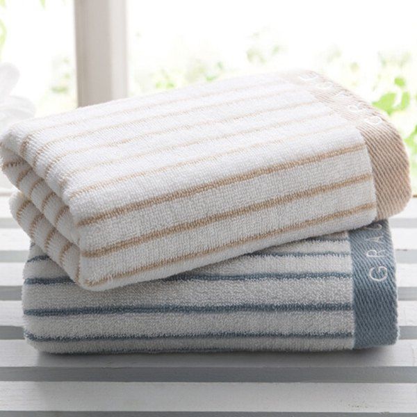 

grace Thick Pure Cotton Soft Extra Absorbent Striped Towel 2PCS, Colormix