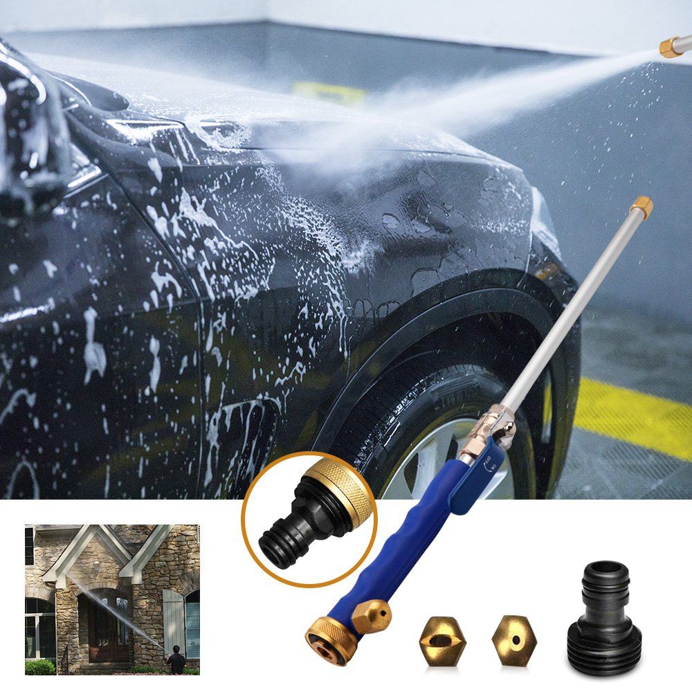 

High Pressure Car Washer Sprayer Garden Watering Nozzle Water Gun Hose, Silver and black and blue