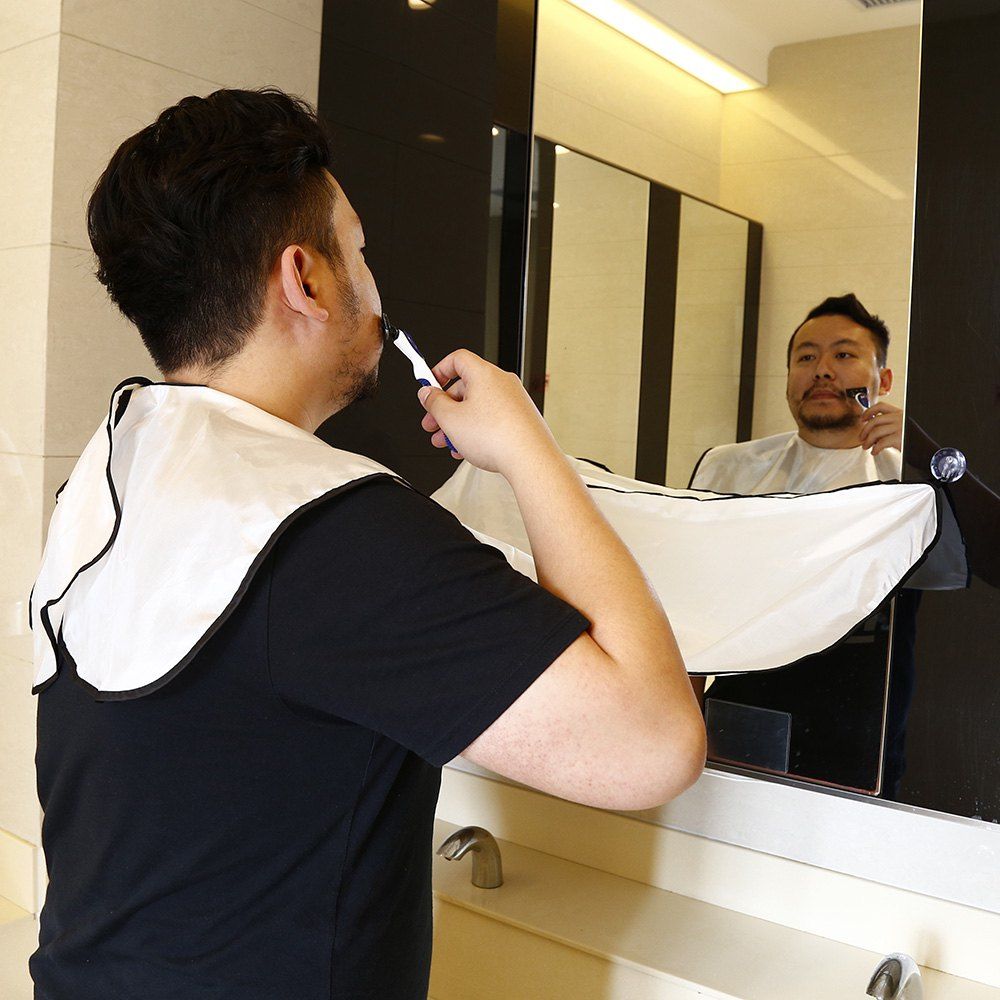Creative Bathroom Tool Man Hair Beard Shaving Catcher Apron, White