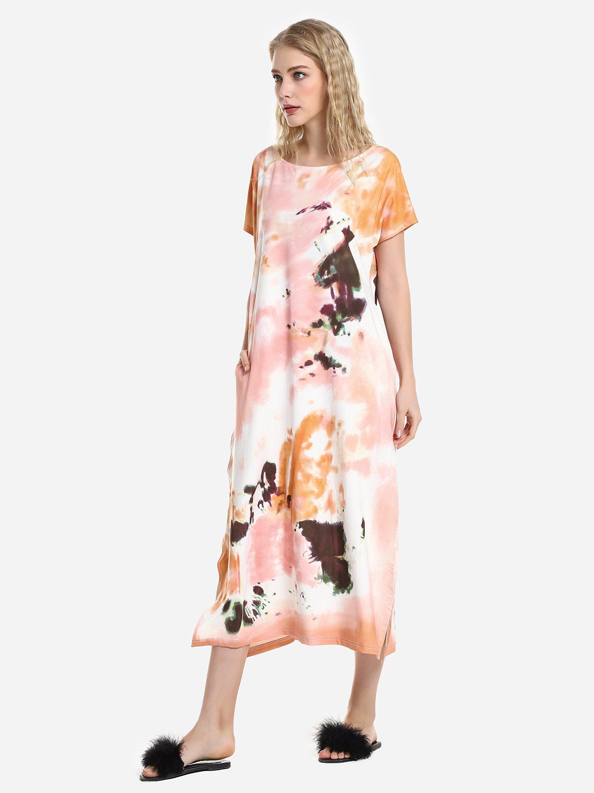 

ZAN.STYLE Batwing Sleeve Dress, Orange