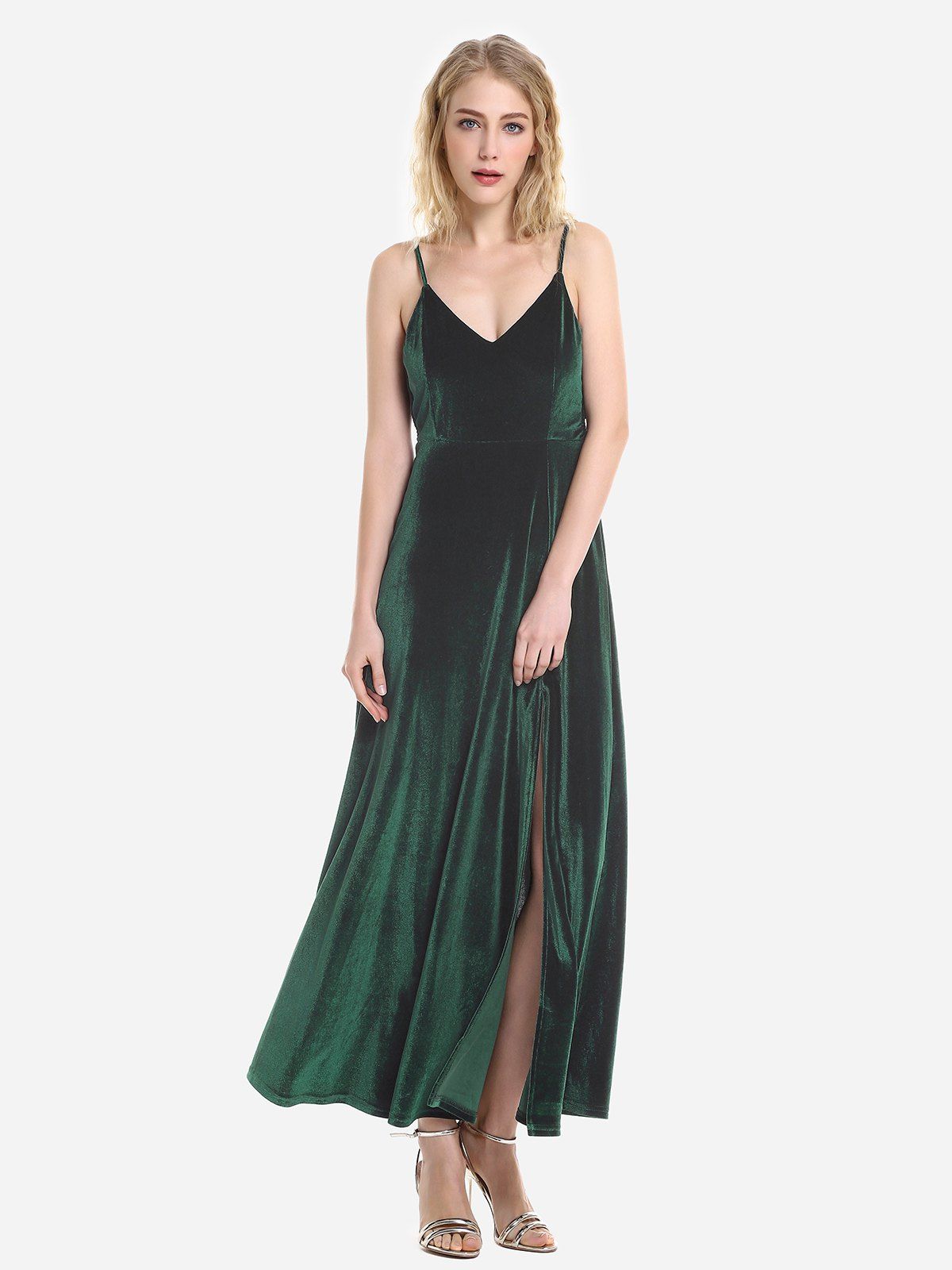 Velvet Adjustable Strip Slip Dress