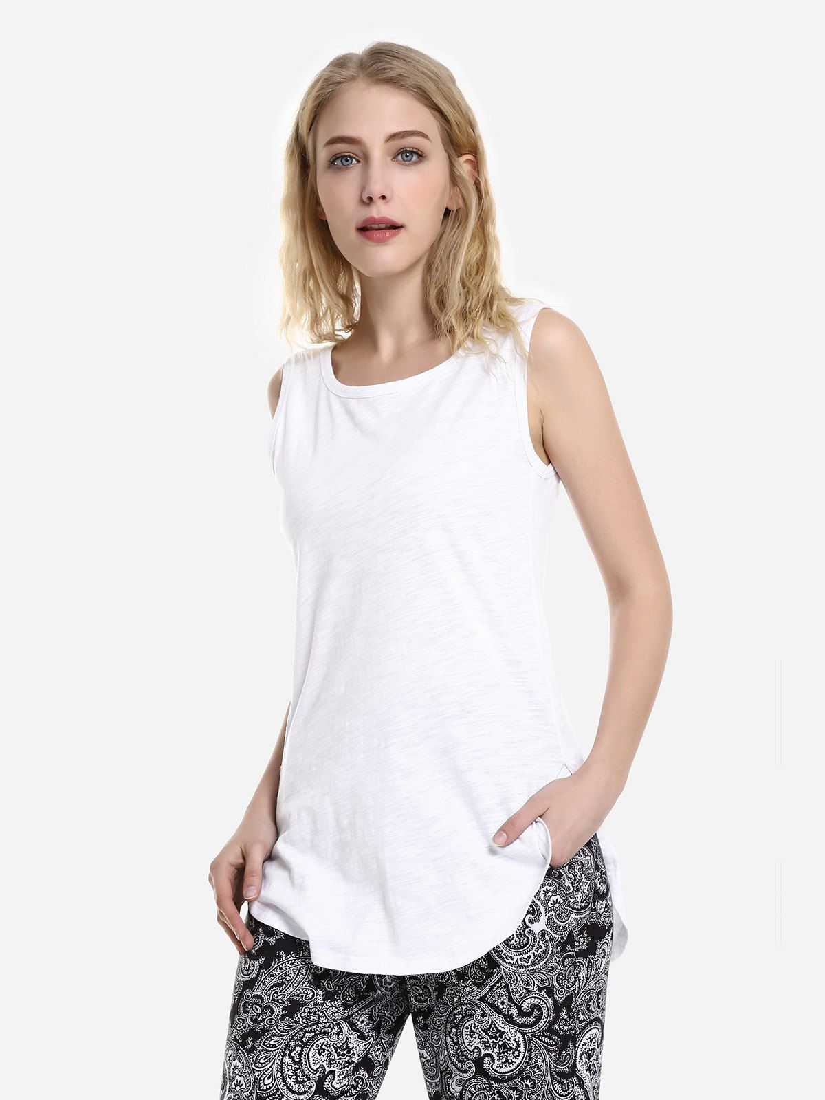 

ZAN.STYLE Round Neck Tank Top, White