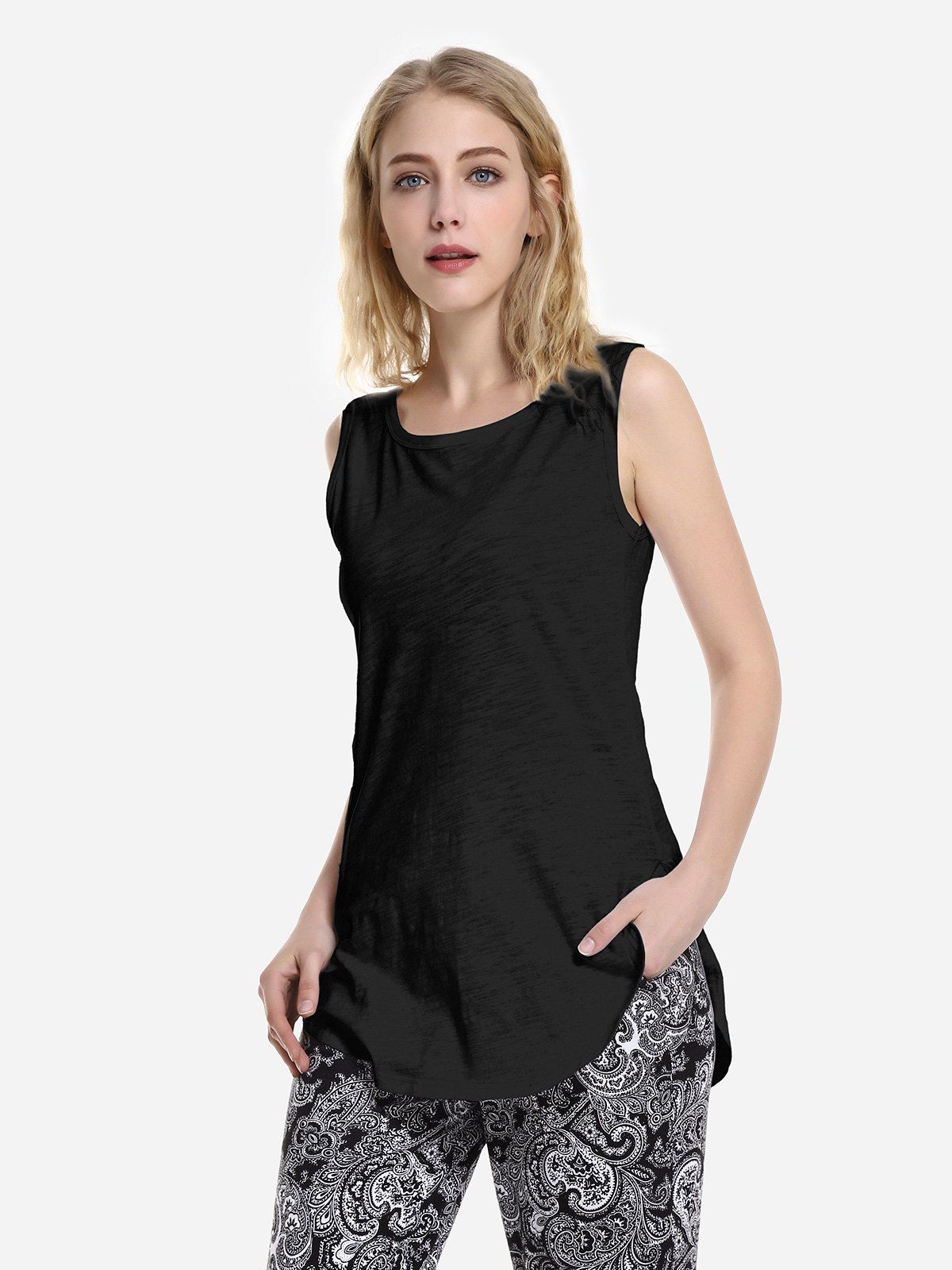 

ZAN.STYLE Round Neck Tank Top, Black