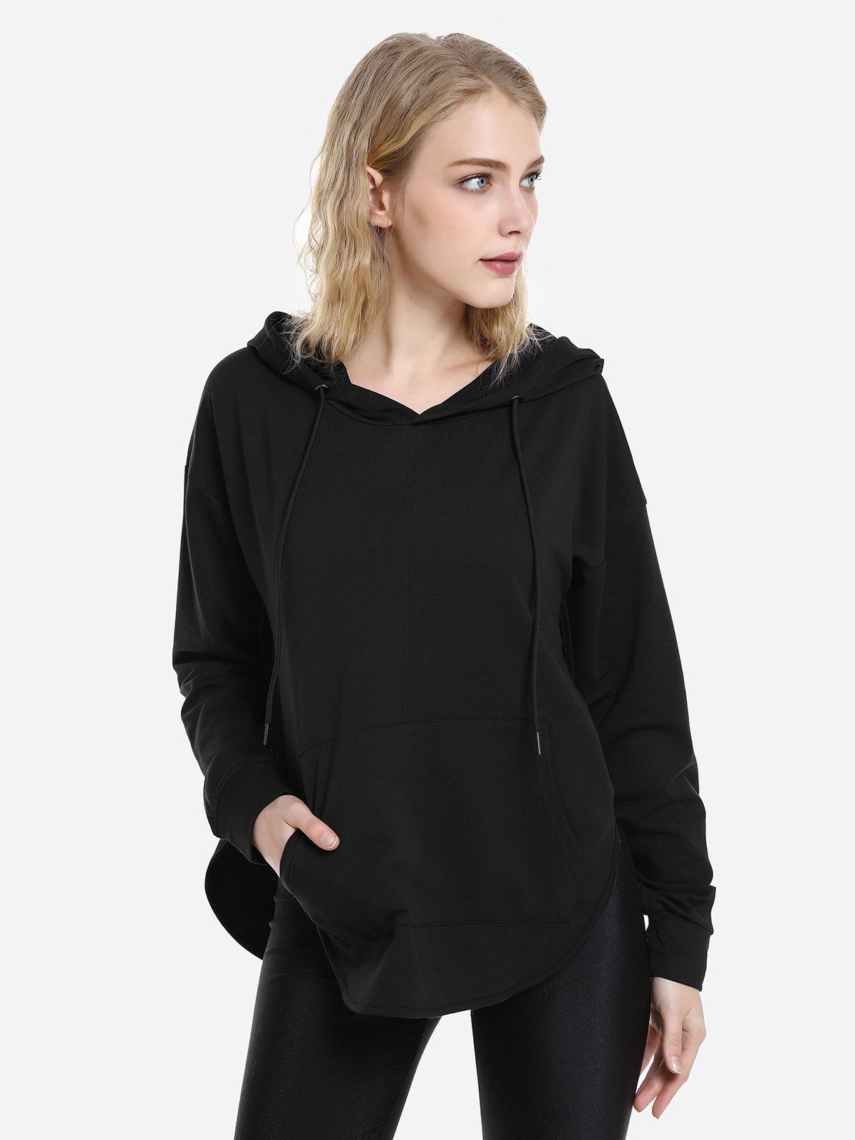 ZAN.STYLE Open Back Hoodie, Black