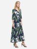 ZAN.STYLE Half Sleeve Floral Print V Neck Dress -  