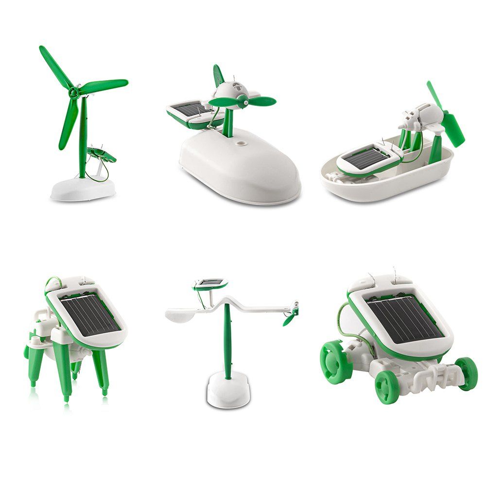 

6-in-1 Educational Solar Toy DIY Kit Science Project for Kids, Green