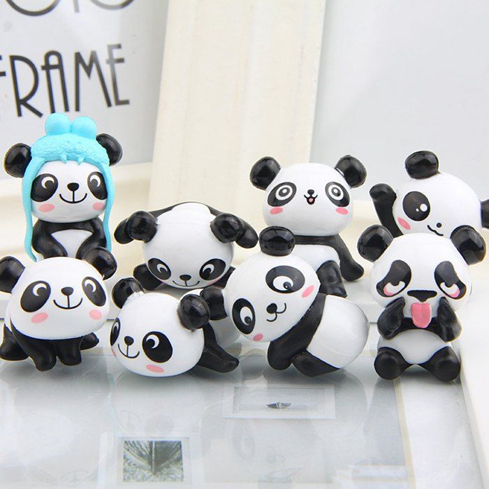 

Cute Panda Model Toy Desk Ornament Gift Micro Landscape Decorations 8pcs, White