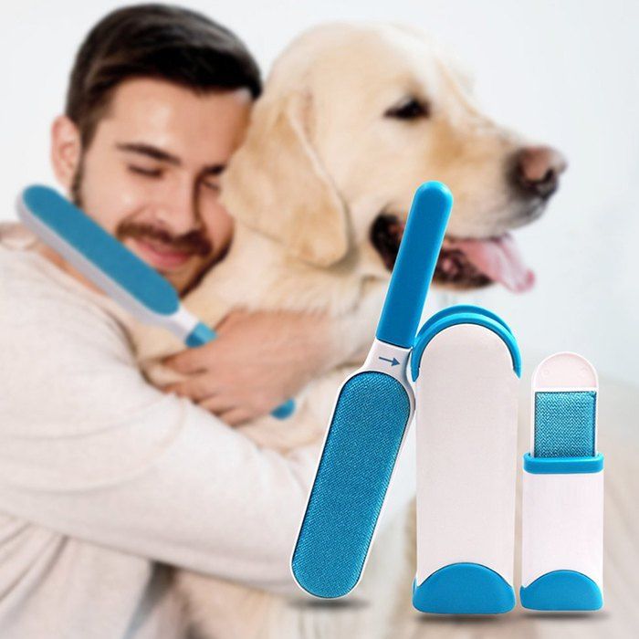 

Carpet Sofa Clothes Pets Hair Remover Brush 2 Set, Blue