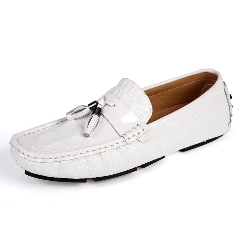 

Fashionable Slip-on Leather Shoes with Solid Color for Men, White