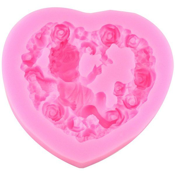 

DIY Rose Heart Angel Baby Silicone Cake Mold, Carnation pink