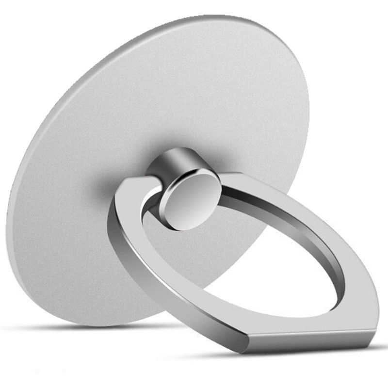 

360 Degree Round Finger Ring Mobile Phone Smartphone Stand Holder, Silver