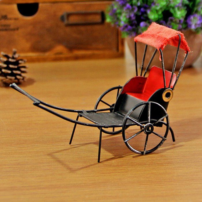 

Classical Nostalgic Rickshaw Model for Desk Decoration, Ruby red