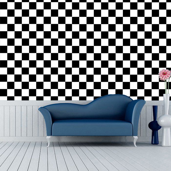2019 creative wall sticker with black white square texture pattern