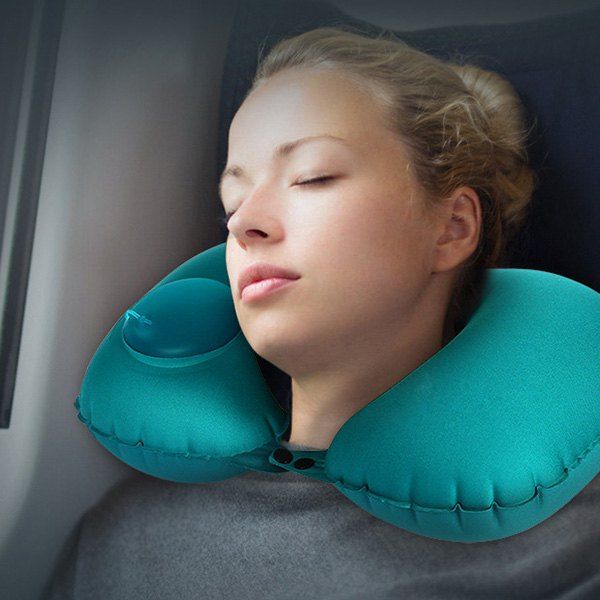 

Multifunctional Casual Office Inflatable Pillow U-shaped Sleeping Tool, Macaw blue green