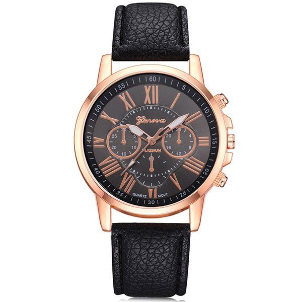 

Geneva XR740 Women Simple Analog Quartz PU Leather Wrist Watch, Black