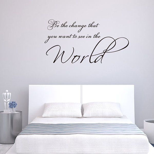 

World Letter Creative Style Wall Sticker for Living Room Bedroom, Black