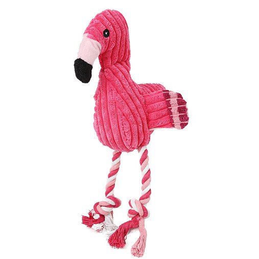

Cotton Rope Flamingo Dog Bite Squeak Sound Soft Plush Toy, Deep pink
