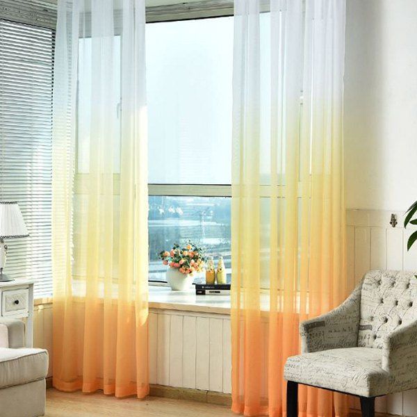 

Color-gradient Pattern Window Screen Sheer Curtain, Golden brown