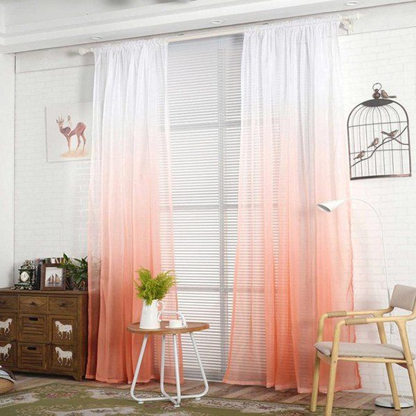 

Color-gradient Pattern Window Screen Sheer Curtain, Orange pink