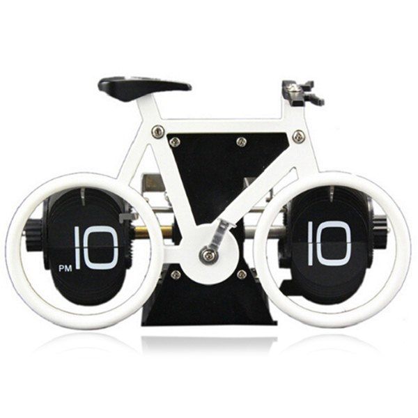 

Fashionable Bicycle Shape Automatic Flip Digital Alarm Clock Vintage Horologe, Milk white