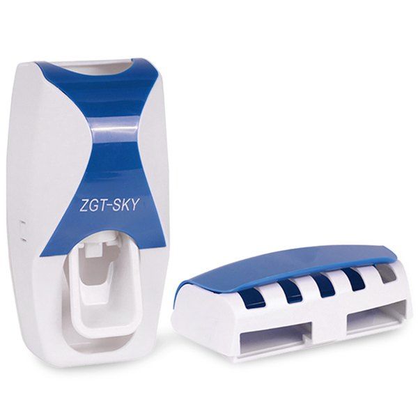 

Stylish Automatic Toothpaste Dispenser + Toothbrush Holder, Steel blue