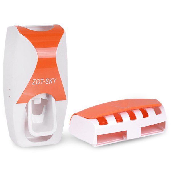 

Stylish Automatic Toothpaste Dispenser + Toothbrush Holder, Cantaloupe
