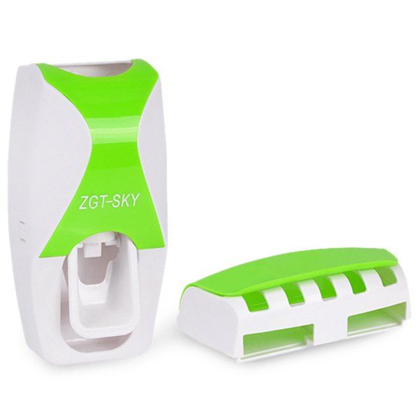 

Stylish Automatic Toothpaste Dispenser + Toothbrush Holder, Emerald green