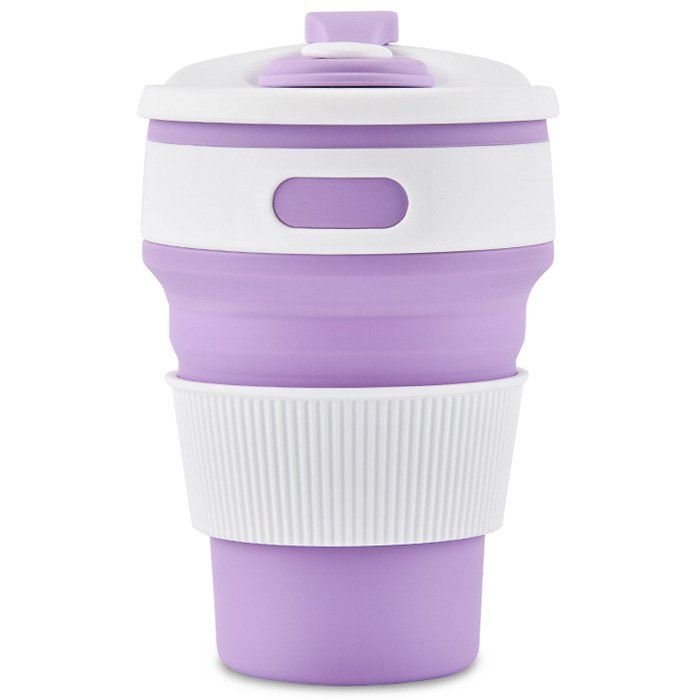 

350ml Collapsible Silicone Water Bottle Portable Coffee Tea Mug Travel Hiking Drinkware, Mauve