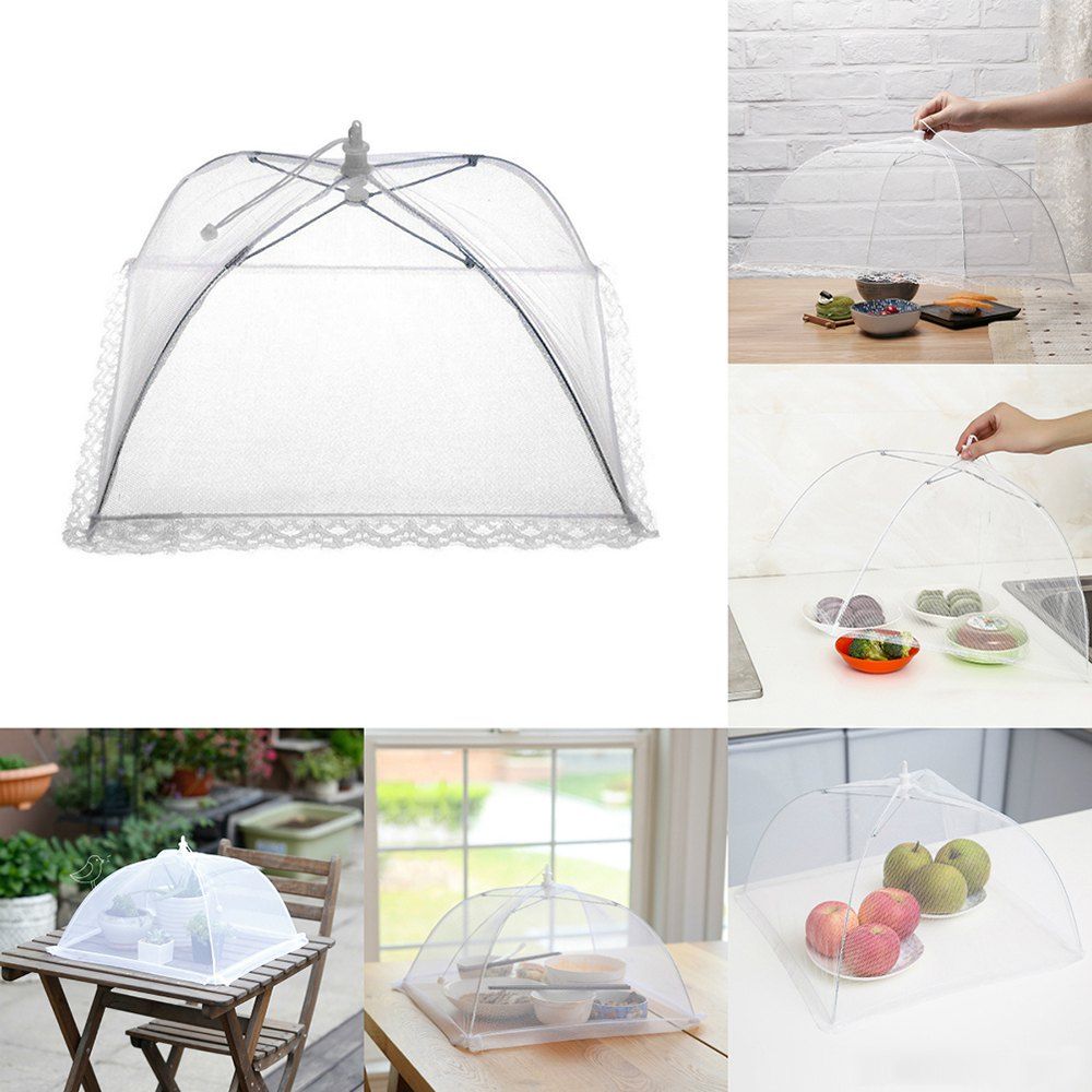 

Mesh Folding Lightweight Fly-proof Dirt-resistant Food Tent Cover, White