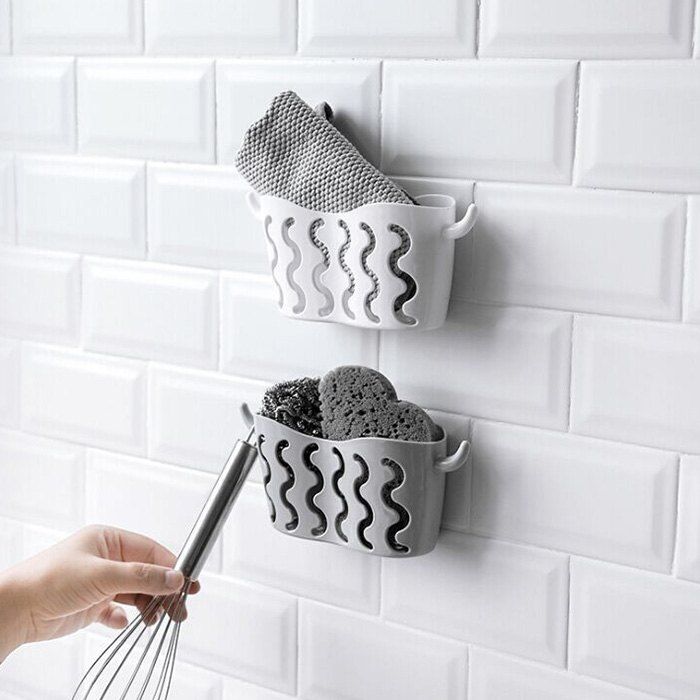 

Suction Cup Type Storage Basket for Kitchen, White