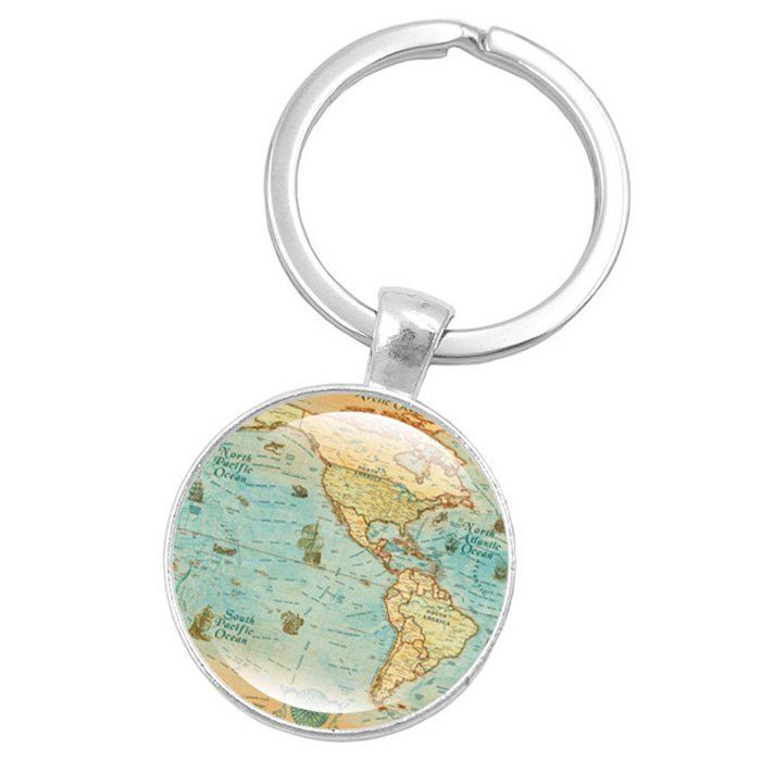 

Map Style Key Chain Collection Gift Key Ring, Multi