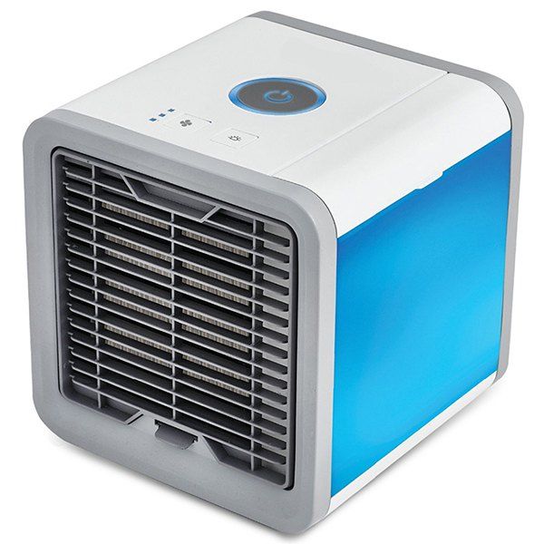 

USB Rechargeable Mini Fan Colorful Lamp Portable Air Conditioner, White