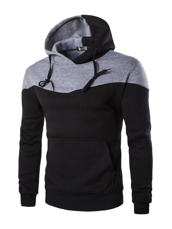 

Trendy Simple Comfortable Splicing Sweatshirt for Men, Black