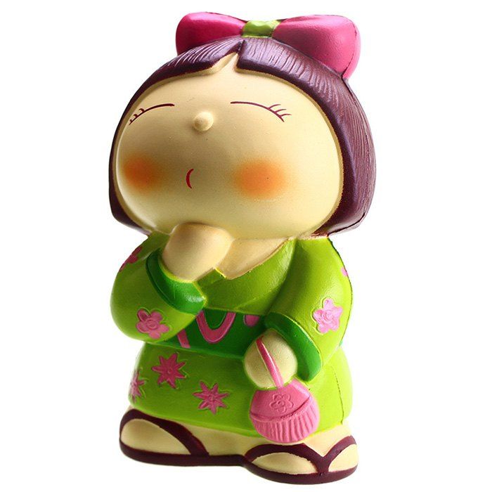 

VLAMPO Creative PU Japanese Doll Squishy Toy for Relieving Pressure 1pc, Hummingbird green