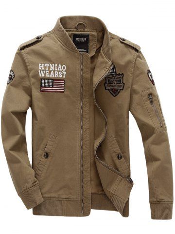 

Men Fashionable Pilot Vertical Collar Cotton Thin Jacket, Camouflage green
