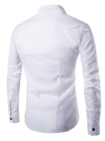 

Trendy Asymmetric Stand Collar Long Sleeve Shirt for Men, White