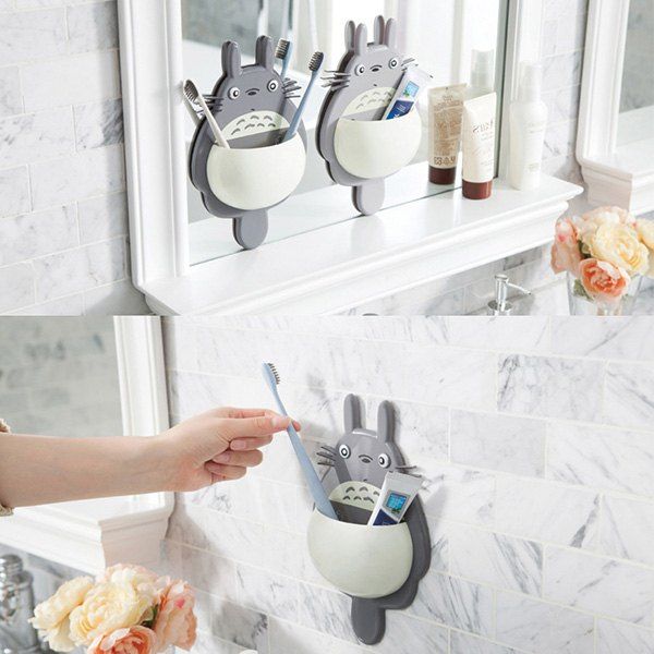 

Three Suction Cups Multipurpose Toothbrush Holder for Storage, Light gray