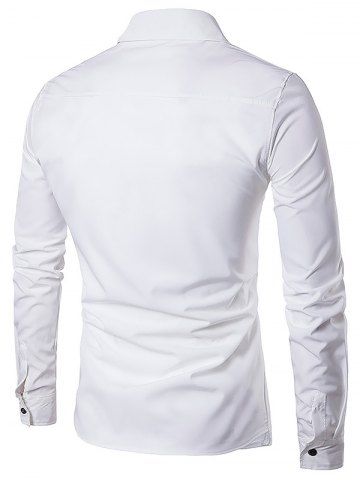 

Trendy Business Solid Color Long Sleeve Shirt for Men, White