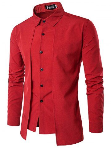 

Trendy Business Solid Color Long Sleeve Shirt for Men, Cadetblue